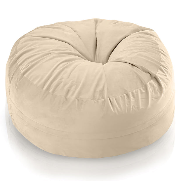 puff gigante puf xxl terciopelo beige crema