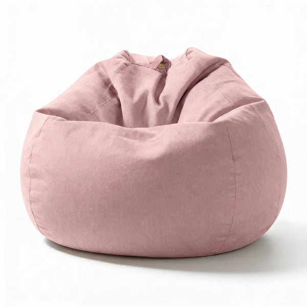 Puff pera redondo en tela de algodón XXL con relleno incluido rosa rosado