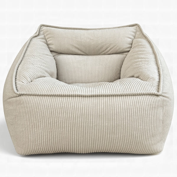 Puff sillón de pana beige XXL para salón de Aiire Co.