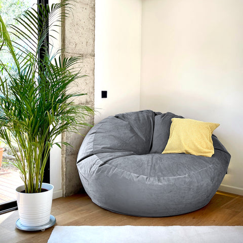 Puff Gigante 100 cm Terciopelo Acanalado – Suave y Confortable, Fabricado  en Francia – Puff con Relleno Incluido, Apoyo Óptimo para la Espalda – Puff  Salon/Gamer/Cama/Pera/Bean Bag (Azul) : : Hogar y