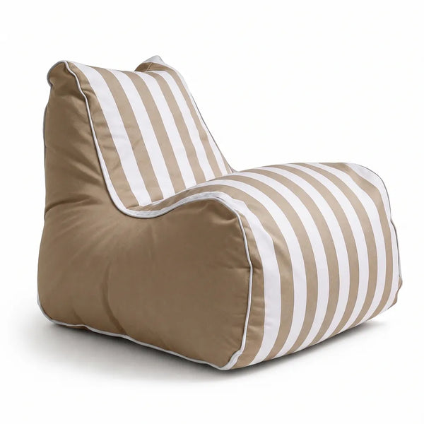 Sillón Puff exterior beige premium para terraza, jardín y piscina